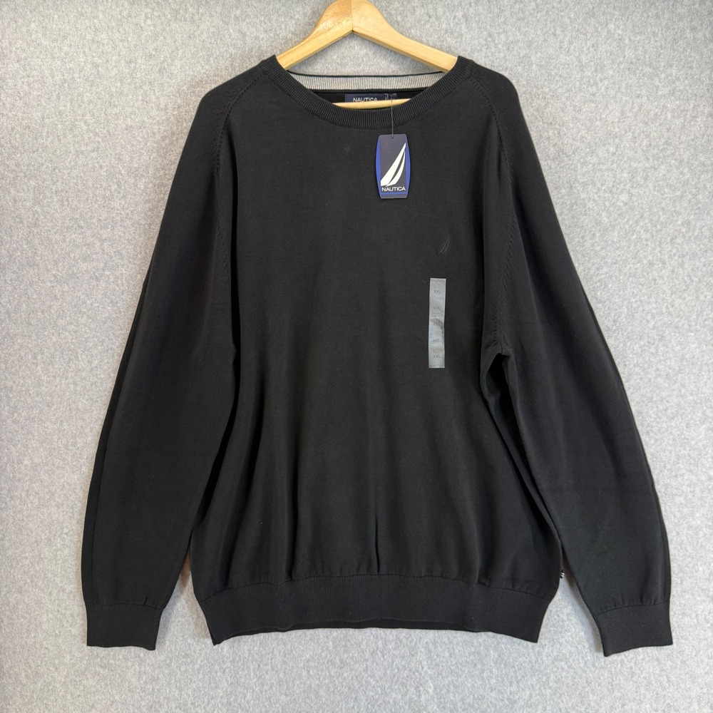 Nautica Sweater Crew‎ Neck Long Sleeve Black Knit Pullover Mens Size XXL NWT